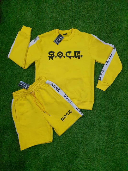 Pre-Order Now! YELLOW/BLACK/WHITE CREW NECK SHORT TRACKSUIT