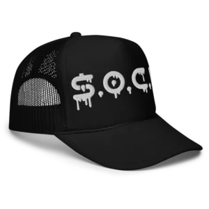 all black foam trucker hat